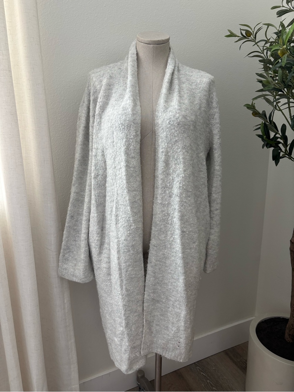 A new day Cozy Open-Front Long Cardigan Sweater - Light Gray
